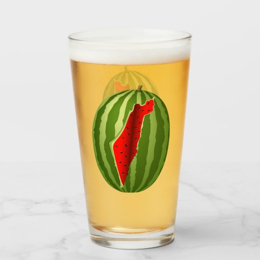 Watermelon Palestine Map Slice Glas (Vorne (Gefüllt))