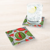 Watermelon Palestine Map Slice Glasuntersetzer (Schrägansicht)