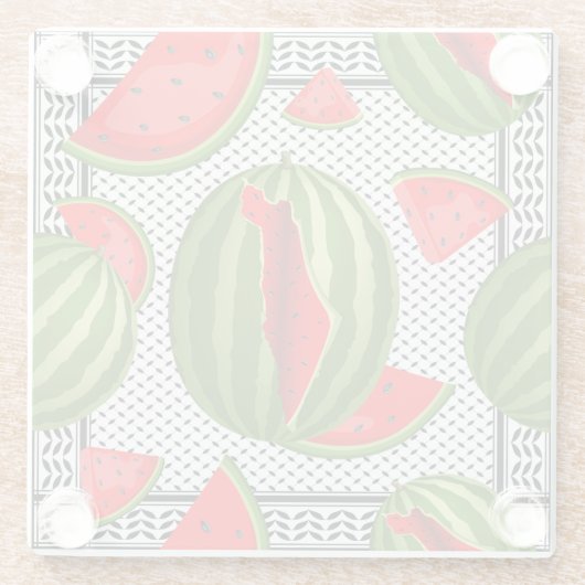 Watermelon Palestine Map Slice Glasuntersetzer (Rückseite)
