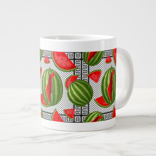 Watermelon Palestine Map Slice Jumbo-Tasse (Vorderseite Rechts)