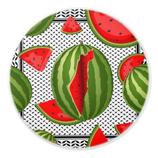 Watermelon Palestine Map Slice Keramikknauf (Vorderseite)