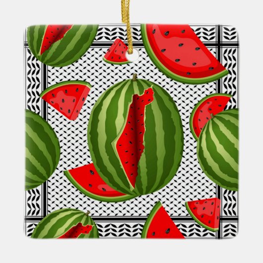 Watermelon Palestine Map Slice Keramikornament (Vorderseite)