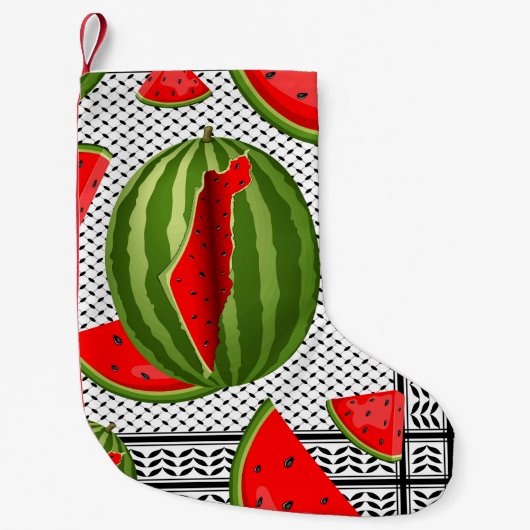 Watermelon Palestine Map Slice Kleiner Weihnachtsstrumpf (Vorderseite)