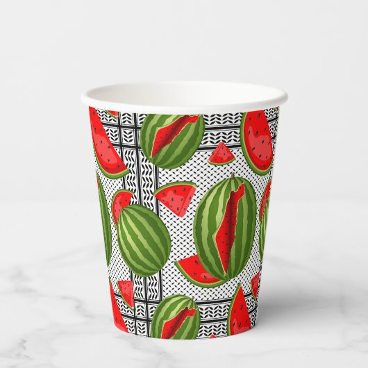 Watermelon Palestine Map Slice Pappbecher (Rückseite)