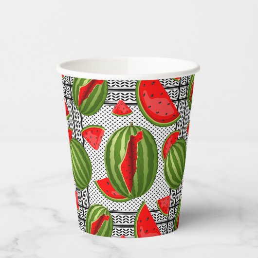 Watermelon Palestine Map Slice Pappbecher (Links)