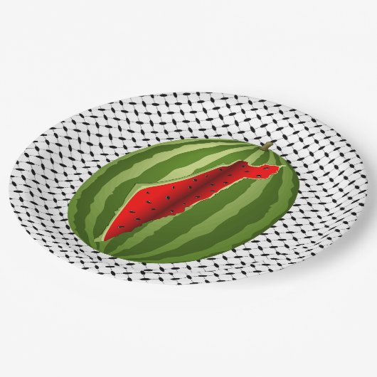 Watermelon Palestine Map Slice Pappteller (Schrägansicht)