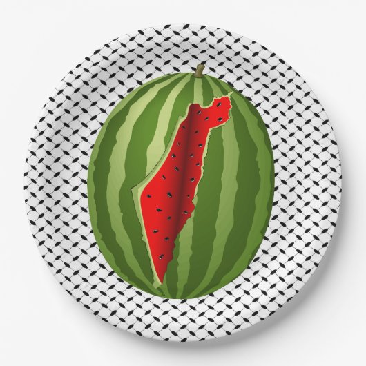 Watermelon Palestine Map Slice Pappteller (Vorderseite)