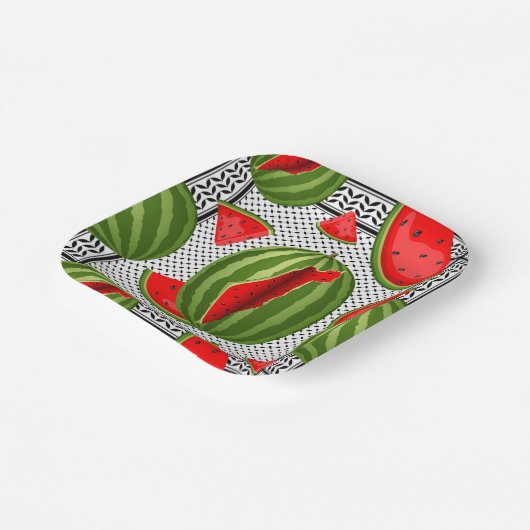 Watermelon Palestine Map Slice Pappteller (Gewinkelt)