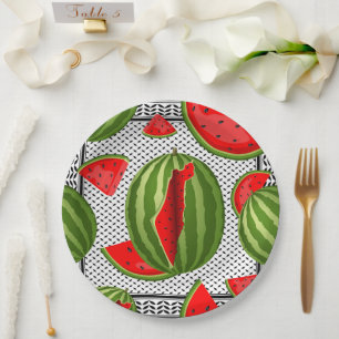 Watermelon Palestine Map Slice Pappteller