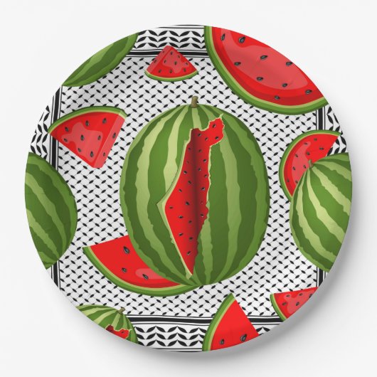 Watermelon Palestine Map Slice Pappteller (Vorderseite)