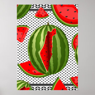Watermelon Palestine Map Slice Poster