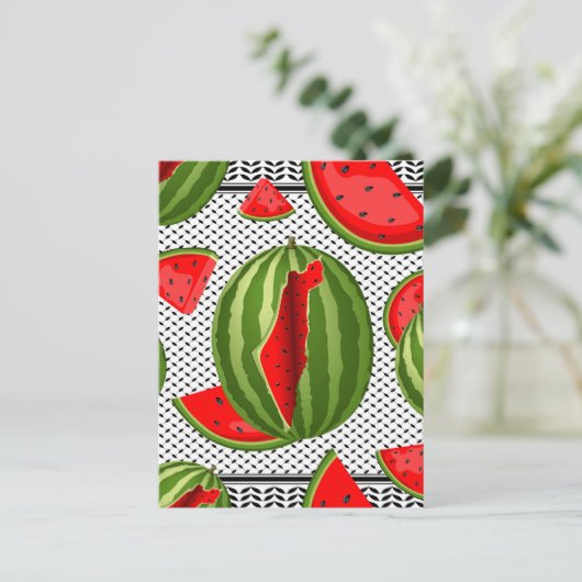 Watermelon Palestine Map Slice Postkarte (Stehend Vorderseite)