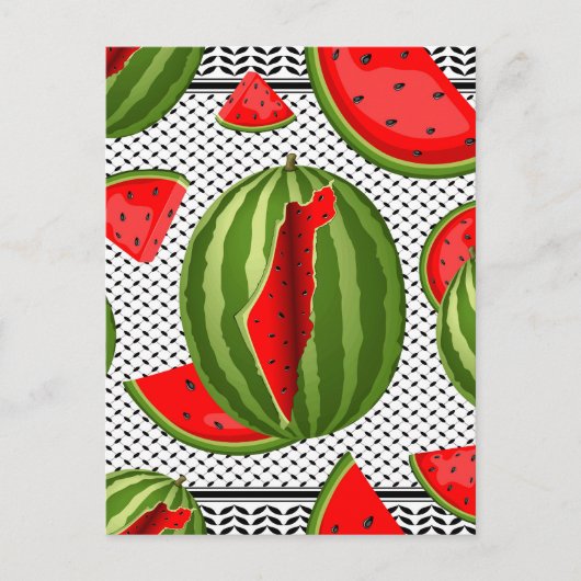 Watermelon Palestine Map Slice Postkarte (Vorderseite)