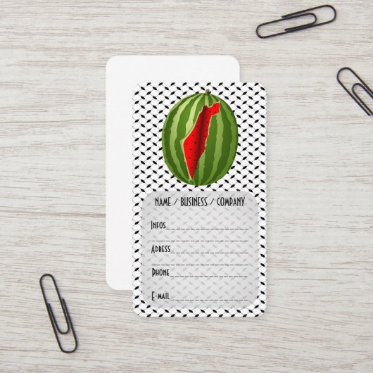 Watermelon Palestine Map Slice Visitenkarte (Vorderseite/Rückseite Beispiel)