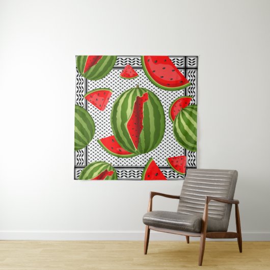 Watermelon Palestine Map Slice Wandteppich (Beispiel)