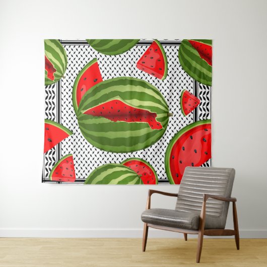 Watermelon Palestine Map Slice Wandteppich (Beispiel (Horizontal))