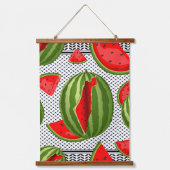 Watermelon Palestine Map Slice Wandteppich Mit Holzrahmen (Vorderseite)