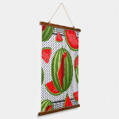 Watermelon Palestine Map Slice Wandteppich Mit Holzrahmen (Gewinkelt)