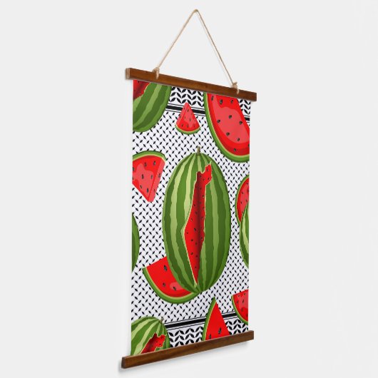 Watermelon Palestine Map Slice Wandteppich Mit Holzrahmen (Gewinkelt)