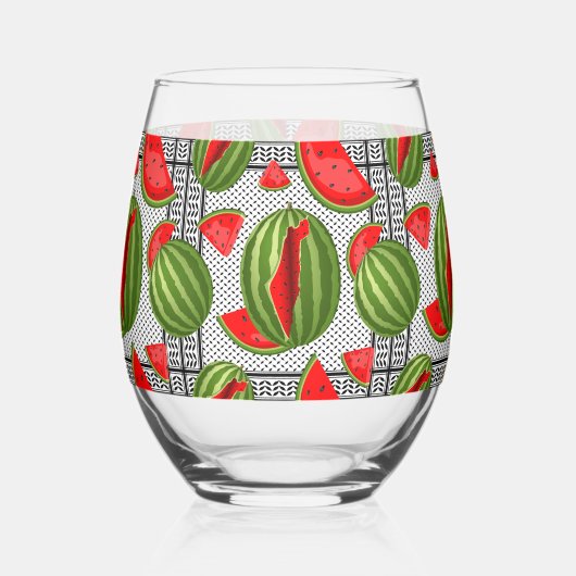 Watermelon Palestine Map Slice Weinglas Ohne Stiel (Links)