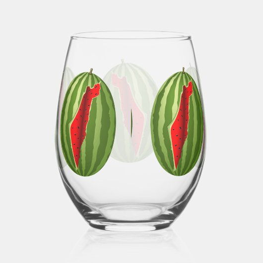 Watermelon Palestine Map Slice Weinglas Ohne Stiel (Rechts)