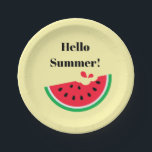 Watermelon Pappteller<br><div class="desc">Perfect for your picnic or summer celebrations this paper plate is shown with a cute hello summer watermelon print design.
Customize this item or buy as is.



Licensed Print</div>