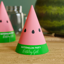 Watermelon Party Birthday Girl Pink Paper Hat