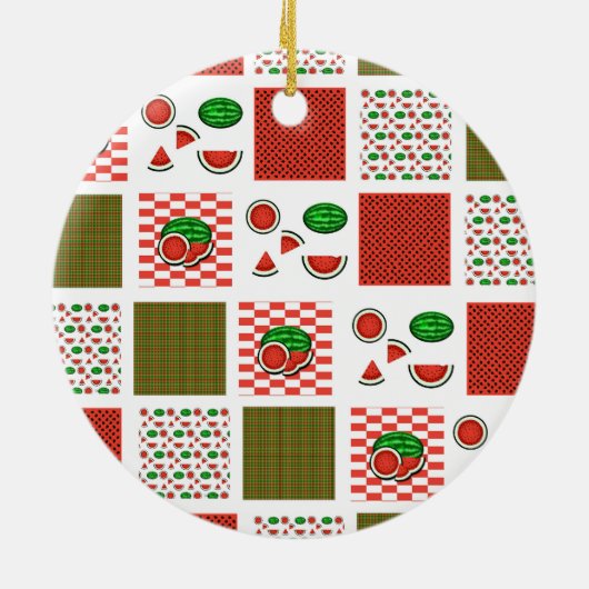 Watermelon Patchwork Keramik Ornament (Hinten)