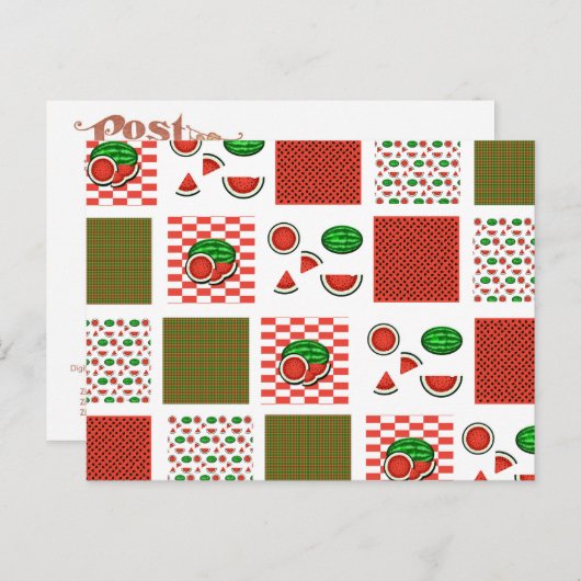 Watermelon Patchwork Postkarte (Vorne/Hinten)