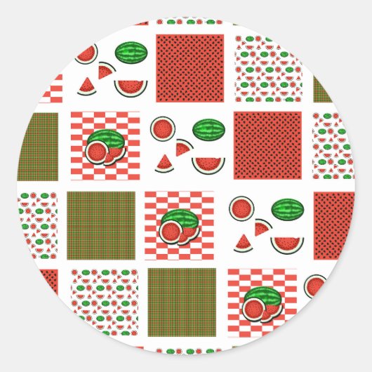 Watermelon Patchwork Runder Aufkleber (Vorderseite)