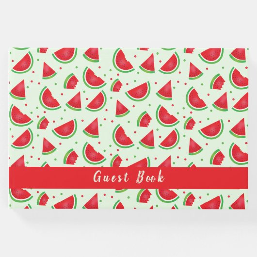 Watermelon Pattern Fruchtmelon Hellgrün Gästebuch (Vorderseite)