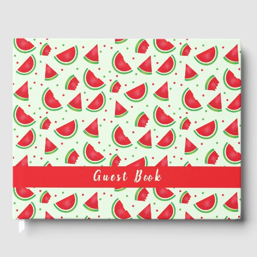 Watermelon Pattern Fruchtmelon Hellgrün Gästebuch (Vorderseite)
