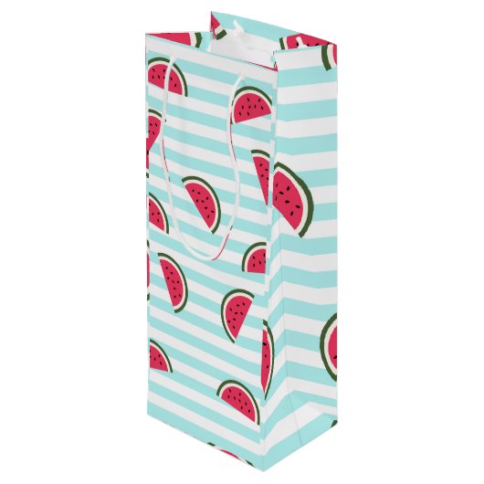 Watermelon Pattern Geschenktüte Für Weinflaschen (Rückseite Schrägansicht)