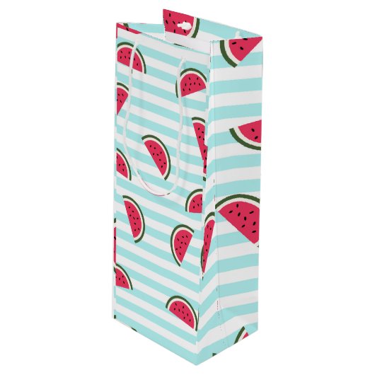 Watermelon Pattern Geschenktüte Für Weinflaschen (Vorderseite Schrägansicht)