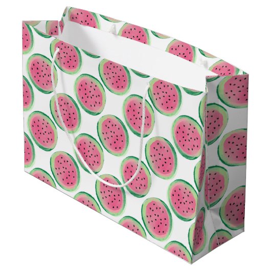Watermelon Pattern Große Geschenktüte (Rückseite Schrägansicht)