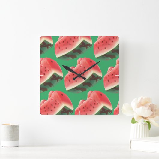 Watermelon Pattern Quadratische Wanduhr (Zuhause)