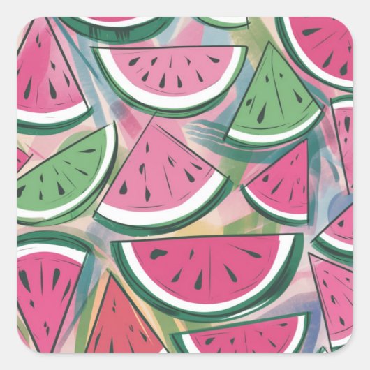 Watermelon Pattern Quadratischer Aufkleber (Vorderseite)