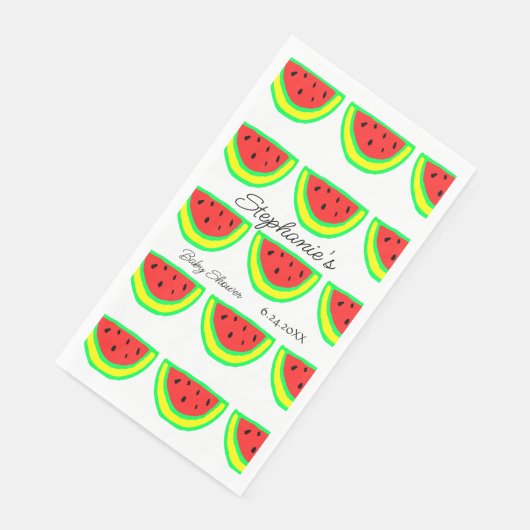 Watermelon Patterns Baby Shower Boys Custom Serviette (Ecke)
