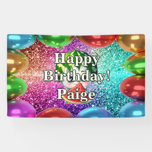 Watermelon Personalisierter Charakter Geburtstag Banner (Horizontal)