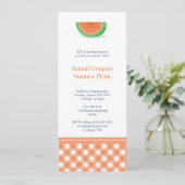 Watermelon Picknick Roter Gingham Freibad Einladung (Stehend Vorderseite)