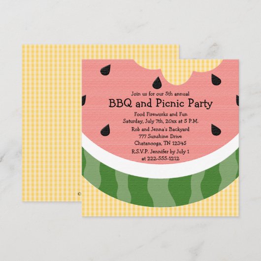 Watermelon Picnic Einladung (Vorne/Hinten)
