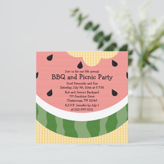 Watermelon Picnic Einladung (Stehend Vorderseite)