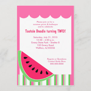 Watermelon Picnic Summer Birthday Party 12x18 Einladung