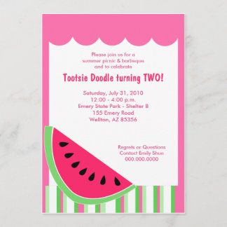 Watermelon Picnic Summer Birthday Party 12x18 Einladung