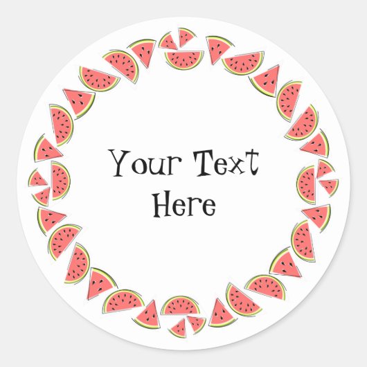Watermelon Pieces Circle Text Runder Aufkleber (Vorderseite)