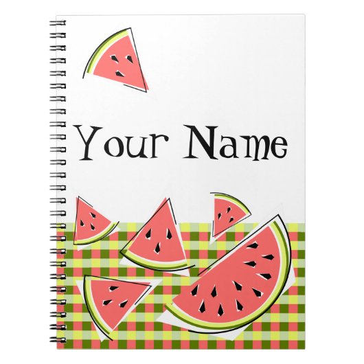 Watermelon Pieces Karo Name Notizblock (Vorderseite)