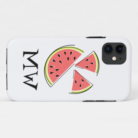 Watermelon Pieces 'Monogram' iPhone case (Rückseite (Horizontal))