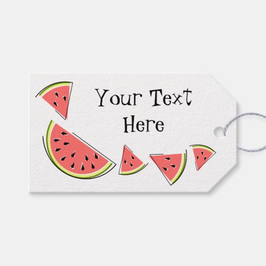 Watermelon Pieces Side Text Geschenk Tag Geschenkanhänger (Vorderseite (Horizontal))