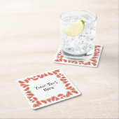 Watermelon Pieces Square Text Rechteckiger Pappuntersetzer (Vor Ort)
