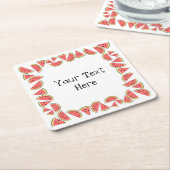 Watermelon Pieces Square Text Rechteckiger Pappuntersetzer (angewinkelt)